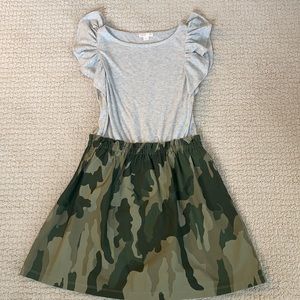 Grey shirt & Camo skirt